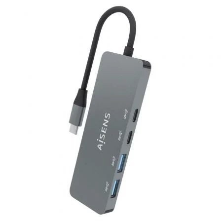 Aisens Hub USB 3.2 Gen2 10G USB-C, 2xUSB-C y 2xUSB-A, Gris